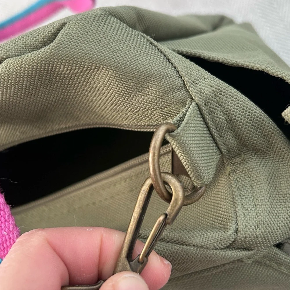 Ralph Lauren Olive Green Canvas Bag with Pink / Blue strap - Picture 5 of 9